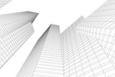 Mimari sanat konseptinde soyut çizgiler, minimum geometrik şekiller. 