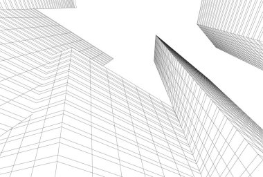 Mimari sanat konseptinde soyut çizgiler, minimum geometrik şekiller. 