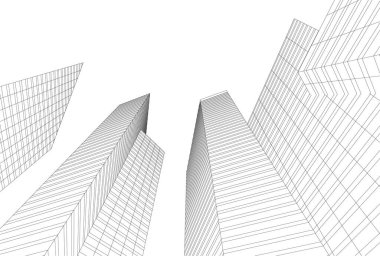 Mimari sanat konseptinde soyut çizgiler, minimum geometrik şekiller. 