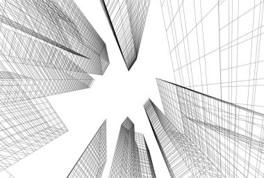 Mimari sanat konseptinde soyut çizgiler, minimum geometrik şekiller. 