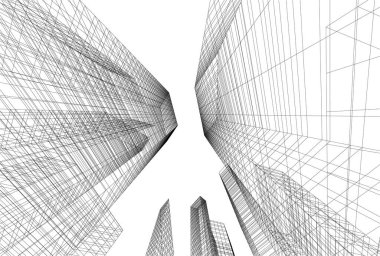 Mimari sanat konseptinde soyut çizgiler, minimum geometrik şekiller. 