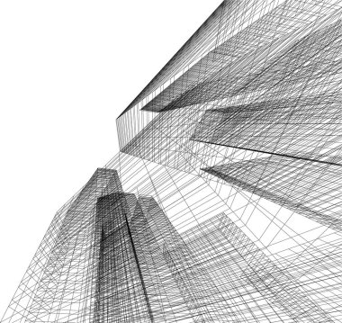 Mimari sanat konseptinde soyut çizgiler, minimum geometrik şekiller. 