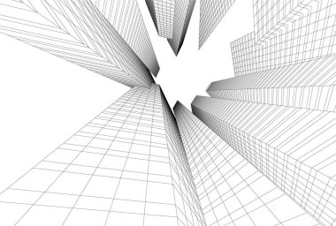 Mimari sanat konseptinde soyut çizgiler, minimum geometrik şekiller. 