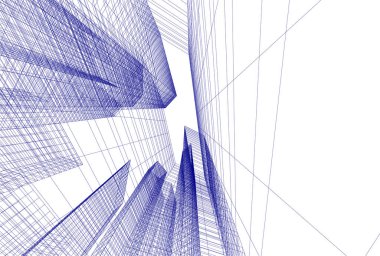 Mimari sanat konseptinde soyut çizgiler, minimum geometrik şekiller. 