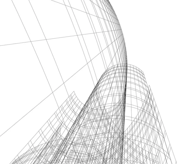 Linhas Abstratas Desenho Conceito Arte Arquitetônica Formas Geométricas Mínimas — Vetor de Stock