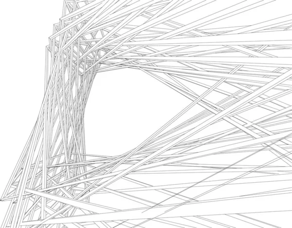 Abstracte Tekenlijnen Architectonisch Kunstconcept Minimale Geometrische Vormen — Stockvector