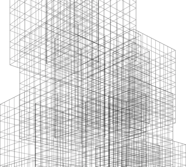 Lignes Dessin Abstraites Dans Concept Art Architectural Formes Géométriques Minimales — Image vectorielle