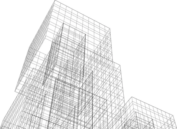 Linhas Abstratas Desenho Conceito Arte Arquitetônica Formas Geométricas Mínimas — Vetor de Stock