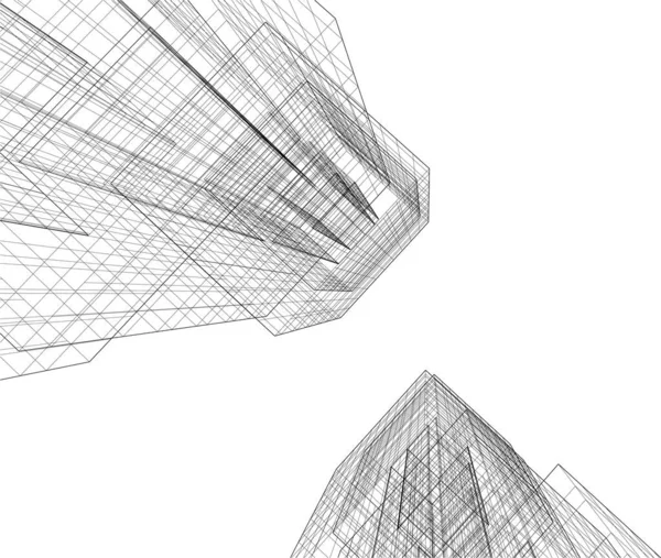 Abstrakta Teckningslinjer Arkitektonisk Konst Koncept Minimala Geometriska Former — Stock vektor