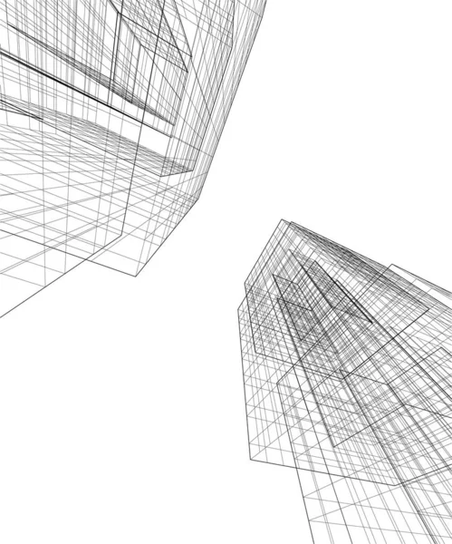 Abstrakcyjne Linie Rysunku Koncepcji Sztuki Architektonicznej Minimalne Kształty Geometryczne — Wektor stockowy