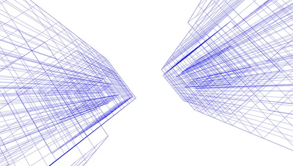 Linhas Abstratas Desenho Conceito Arte Arquitetônica Formas Geométricas Mínimas — Vetor de Stock