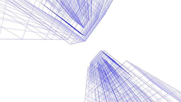 Elvont Rajzvonalak Építészeti Képzőművészetben Minimális Geometriai Formák — Stock Vector