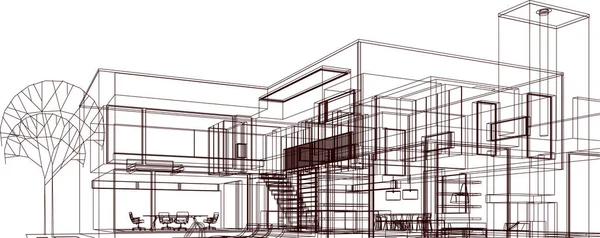 Concepto Arte Arquitectónico Ilustración Vectorial — Vector de stock