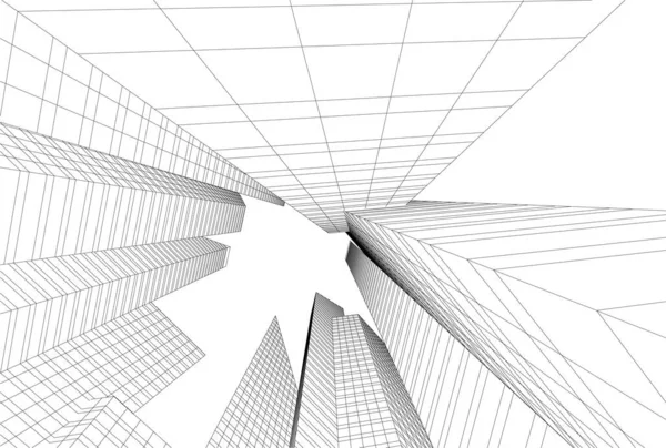 Abstracte Tekenlijnen Architectonisch Kunstconcept Minimale Geometrische Vormen — Stockvector