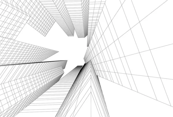 Linhas Abstratas Desenho Conceito Arte Arquitetônica Formas Geométricas Mínimas — Vetor de Stock