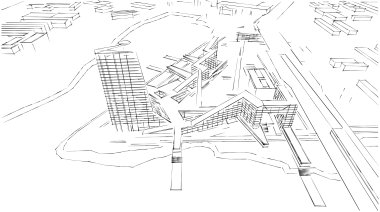 Mimari sanat konseptinde soyut çizgiler, minimum geometrik şekiller. 