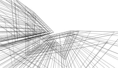 Mimari sanat konseptinde soyut çizgiler, minimum geometrik şekiller. 