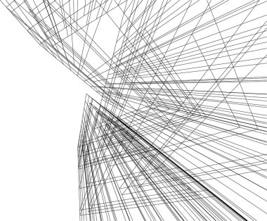 Mimari sanat konseptinde soyut çizgiler, minimum geometrik şekiller. 