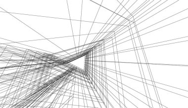 Mimari sanat konseptinde soyut çizgiler, minimum geometrik şekiller. 