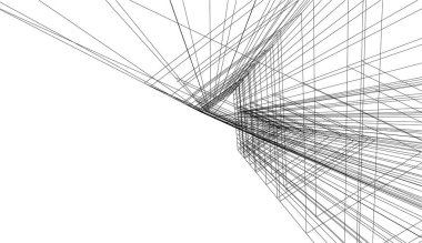 Mimari sanat konseptinde soyut çizgiler, minimum geometrik şekiller. 