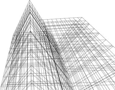 Mimari sanat konseptinde soyut çizgiler, minimum geometrik şekiller. 