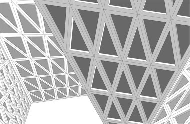 Mimari sanat konseptinde soyut çizgiler, minimum geometrik şekiller. 