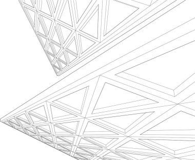 Mimari sanat konseptinde soyut çizgiler, minimum geometrik şekiller. 