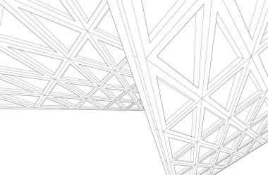 Mimari sanat konseptinde soyut çizgiler, minimum geometrik şekiller. 