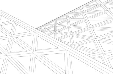 Mimari sanat konseptinde soyut çizgiler, minimum geometrik şekiller. 