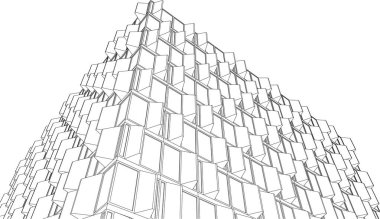 Mimari sanat konseptinde soyut çizgiler, minimum geometrik şekiller. 