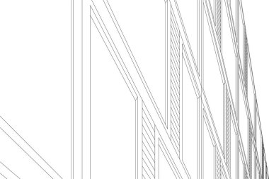 Mimari sanat konseptinde soyut çizgiler, minimum geometrik şekiller. 