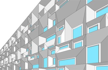 Mimari sanat konseptinde soyut çizgiler, minimum geometrik şekiller. 