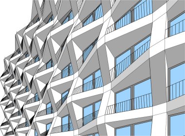 Mimari sanat konseptinde soyut çizgiler, minimum geometrik şekiller. 