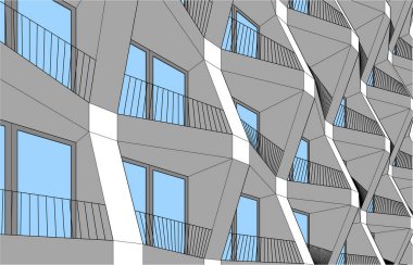 Mimari sanat konseptinde soyut çizgiler, minimum geometrik şekiller. 