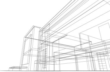 Mimari sanat konseptinde soyut çizgiler, minimum geometrik şekiller. 