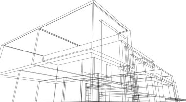 Mimari sanat konseptinde soyut çizgiler, minimum geometrik şekiller. 