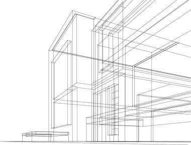 Mimari sanat konseptinde soyut çizgiler, minimum geometrik şekiller. 