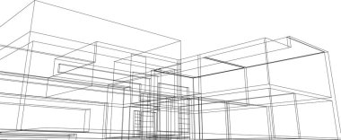 Mimari sanat konseptinde soyut çizgiler, minimum geometrik şekiller. 