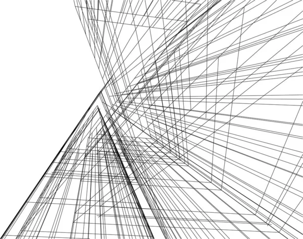 Abstrakcyjne Linie Rysunku Koncepcji Sztuki Architektonicznej Minimalne Kształty Geometryczne — Wektor stockowy