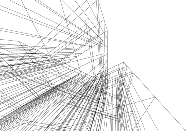 Abstracte Tekenlijnen Architectonisch Kunstconcept Minimale Geometrische Vormen — Stockvector