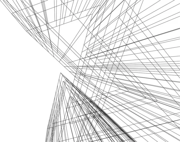 Abstrakcyjne Linie Rysunku Koncepcji Sztuki Architektonicznej Minimalne Kształty Geometryczne — Wektor stockowy