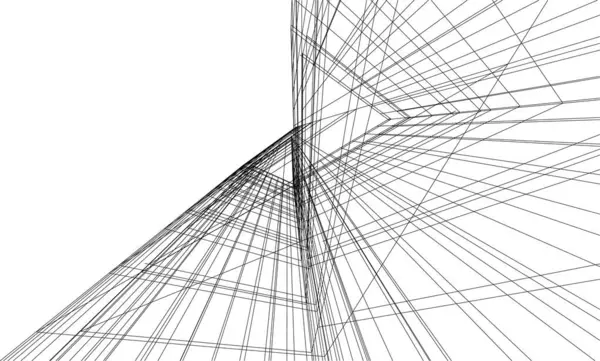 建築芸術の概念における抽象的な線や最小限の幾何学的形状 — ストックベクタ