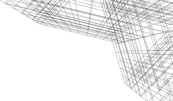 Abstracte Tekenlijnen Architectonisch Kunstconcept Minimale Geometrische Vormen — Stockvector