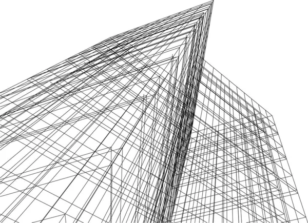 Lignes Dessin Abstraites Dans Concept Art Architectural Formes Géométriques Minimales — Image vectorielle