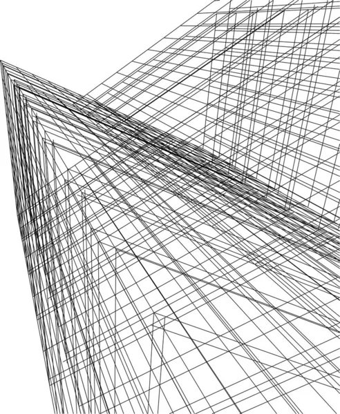 Abstracte Tekenlijnen Architectonisch Kunstconcept Minimale Geometrische Vormen — Stockvector