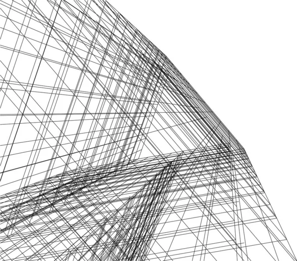 Abstracte Tekenlijnen Architectonisch Kunstconcept Minimale Geometrische Vormen — Stockvector