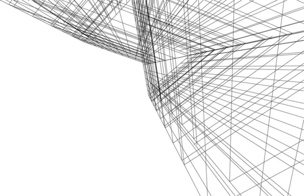 建筑艺术概念中的抽象绘图线 最小几何形状 — 图库矢量图片