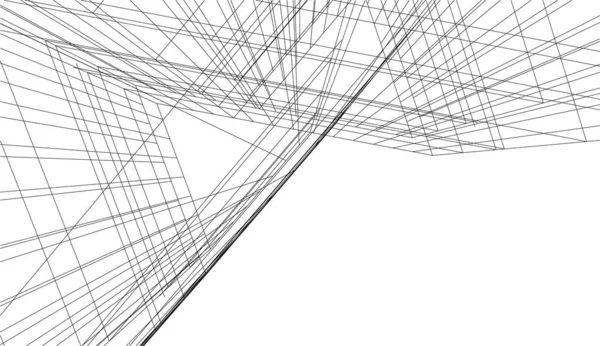 Linhas Abstratas Desenho Conceito Arte Arquitetônica Formas Geométricas Mínimas — Vetor de Stock