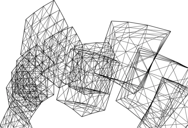 Abstracte Tekenlijnen Architectonisch Kunstconcept Minimale Geometrische Vormen — Stockvector