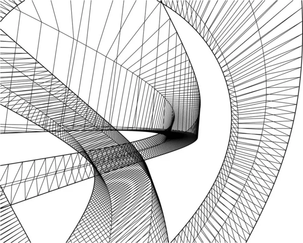 Lignes Dessin Abstraites Dans Concept Art Architectural Formes Géométriques Minimales — Image vectorielle